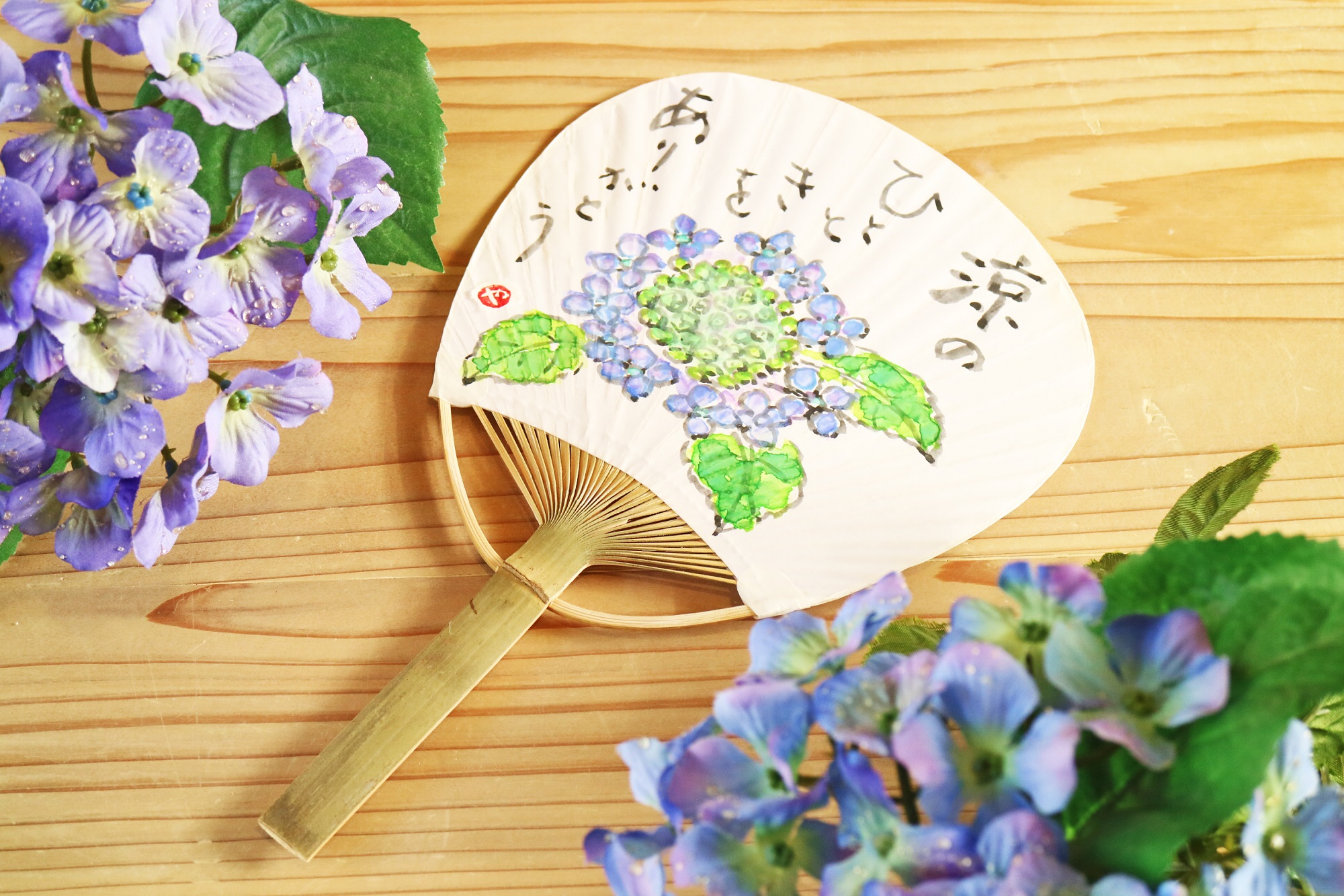 夏の絵手紙教室「ミニうちわに夏の花を描こう」